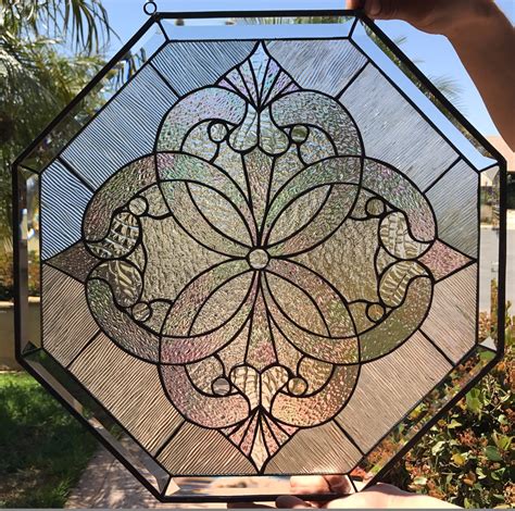 Octagon Windsor Beautiful Clear Textured Leaded Stained Glass Window