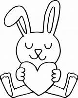 Coloring Heart Bunny Holding Wecoloringpage Egg sketch template