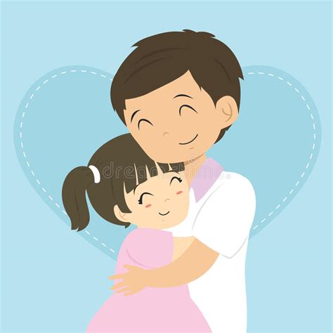 father hugging daughter stock vector illustration of