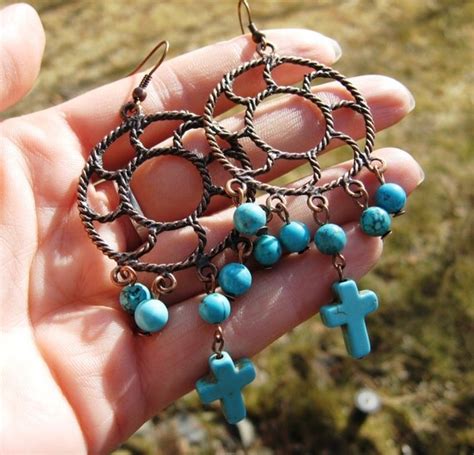 large copper turquoise sun wheels  dipperjewelry  etsy
