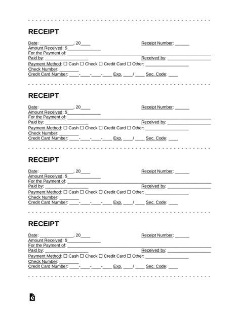 receipt templates samples  word eforms