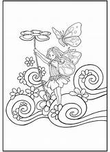 Fairy Butterfly Flowers Coloring Little Pages Categories Kids sketch template