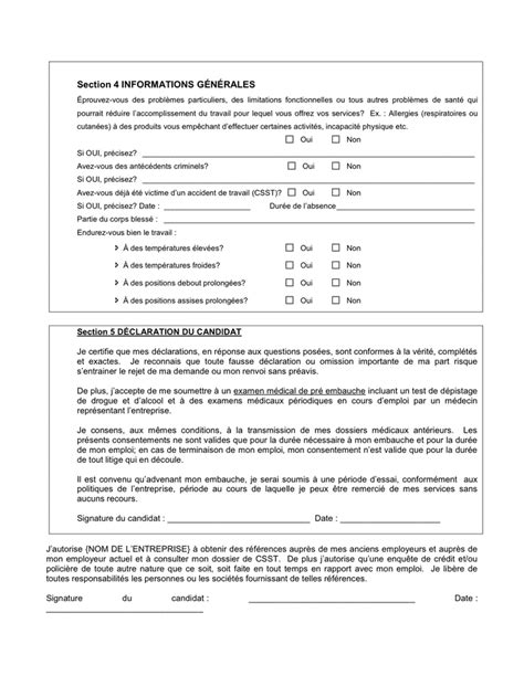 formulaire de demande d emploi doc pdf page 2 sur 2