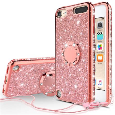 apple ipod touch  case ipod  case tempered glass screen protectorglitter ring stand