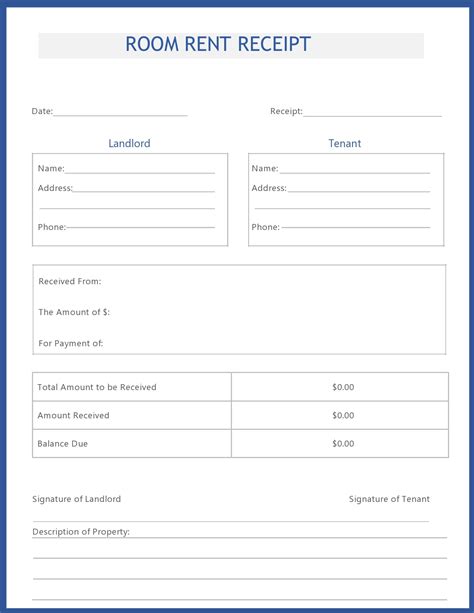 printable rent receipt templates word  templatearchive