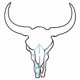 Skull Bull Draw Drawing Step Easy sketch template