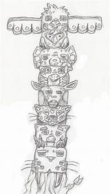 Totem Pole Poles Monkey Beaver Mono Sketch Native sketch template