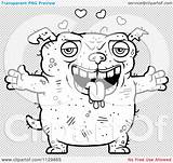 Dog Ugly Cartoon Loving Outlined Coloring Clipart Vector Thoman Cory Clipartof sketch template