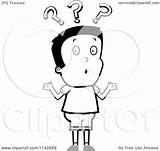 Confused Shrugging Cartoon Clipart Boy Outlined Coloring Vector Thoman Cory Royalty sketch template