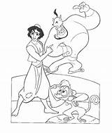 Coloring Printable Genie Aladdin Kids Abu Pages Ecoloringpage sketch template