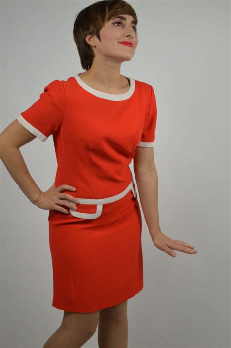 airline stewardess costume red vintage dress by buffalogalvintage