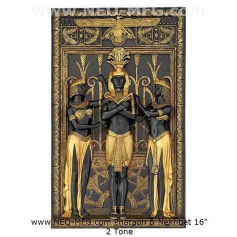 Egyptian Pharaoh And Goddess Nekhbet Wall Frieze Plaque