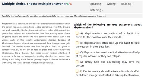 tips  solving pte reading multiple choice questions  sample