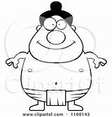 Wrestler Sumo Cartoon Coloring Chubby Clipart Thoman Cory Outlined Vector sketch template