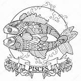 Pisces Zodiaco Segno Pesci Mandalas Pattern Signos Popocatepetl Raster Visitar Ausdrucken Picis sketch template