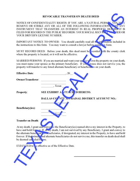 revocable transfer  death deed texas legal forms  david goodhart