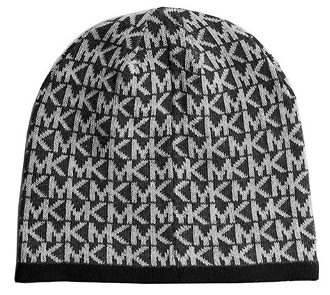 Michael Kors Womens Mk Small Repeat Logo Knit Beanie Hat Derby Grey