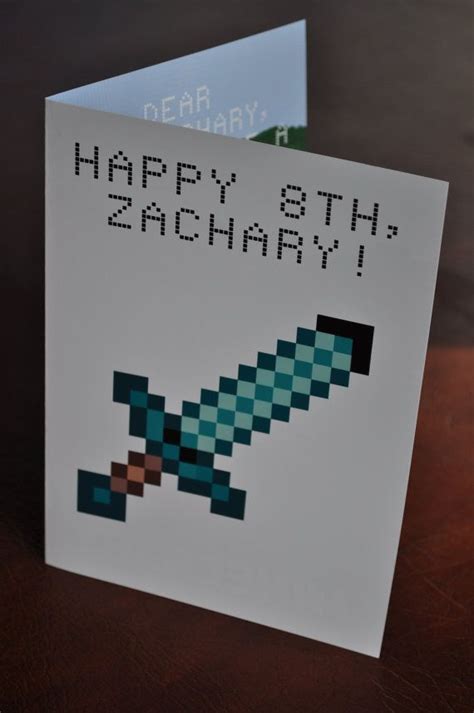 custom minecraft birthday card  arduosity  etsy  minecraft