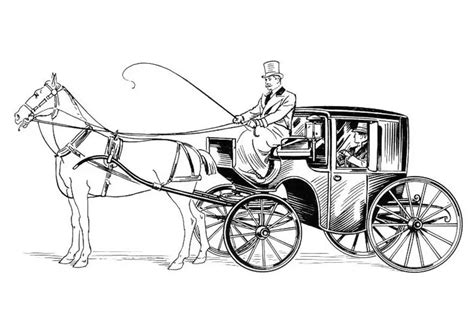 coloring page coach  coachman  horse  printable coloring