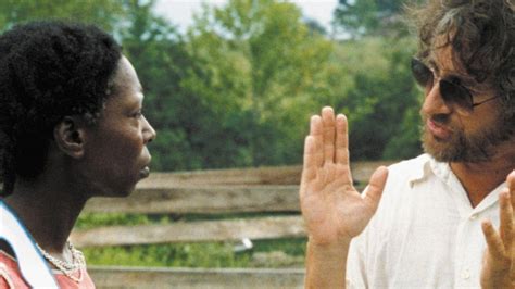 director steven spielberg and whoopi goldberg who played celie on the
