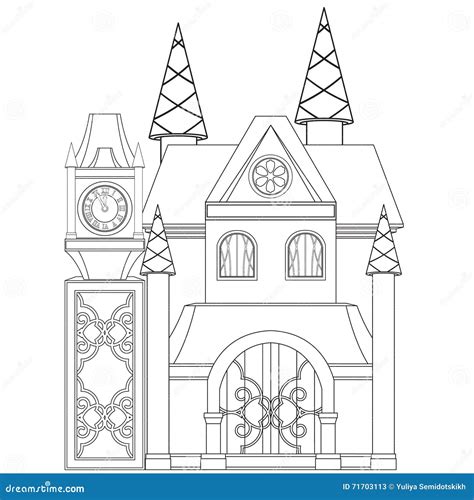 cinderella castle coloring book page stock vector illustration
