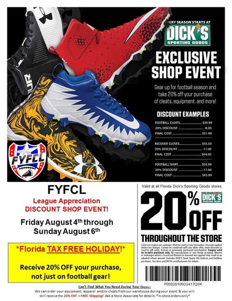 fyfcl discount shop event weekend at dicks sporting goods florida youth football and cheer league