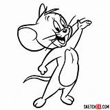 Jerry Mouse Draw Step Tom Drawing Easy Cartoon Characters Sketchok sketch template