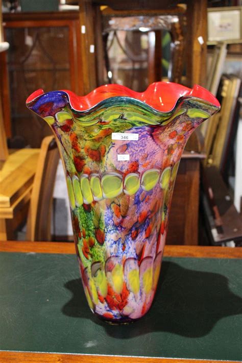 Sold Price Large Art Glass Vase Multi Coloured Design April 4