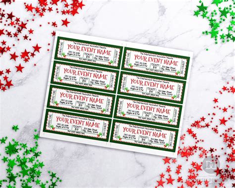 christmas event ticket template printable  editable etsy canada