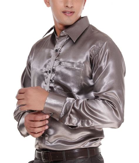 Rudham Charcoal Grey Satin Men Shirt Buy Rudham Charcoal Grey Satin