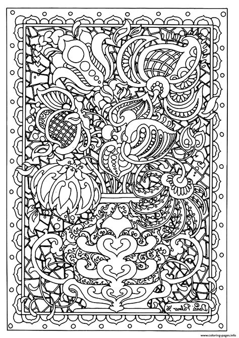 adult flower difficult coloring page printable