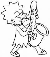 Coloring Saxophone Simpsons sketch template