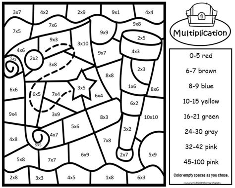 multiplication color  number printable