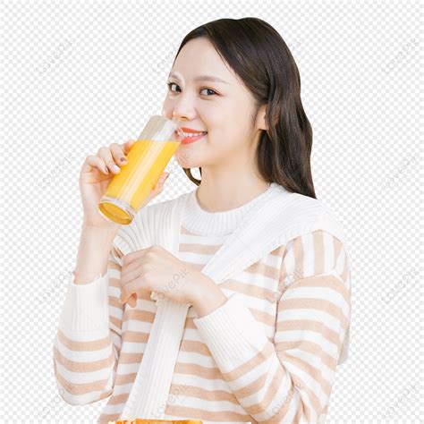 Young Girl Drinking Orange Juice Gourmet Young Material Png White