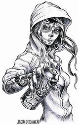 Tattoo Gypsy Girl Gangsta Tattoos Designs Book Skull Gangster Coloring Sugar Drawings Graffiti Drawing Girls Woman Lady Bad Sketches Suger sketch template