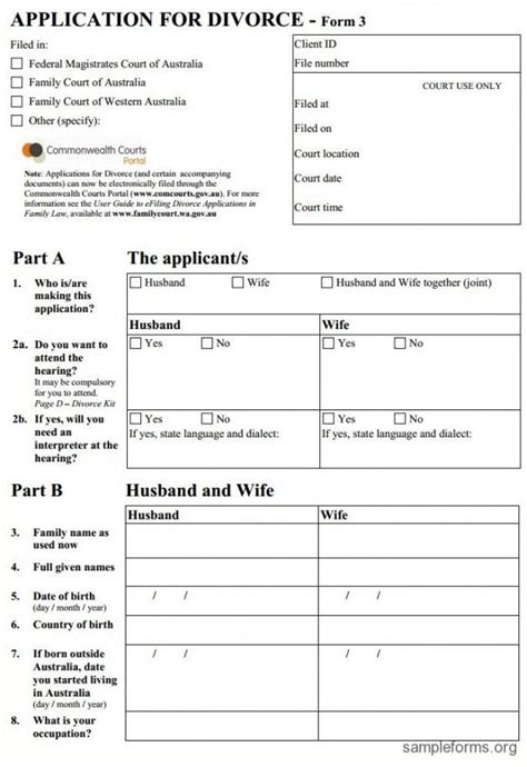 printable sample divorce template form divorce divorce forms