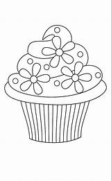 Coloring Cupcake Pages Cupcakes Simple Theme Floral Netart Printable Rocks Kids sketch template