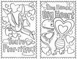 Valentines Dinosaur sketch template
