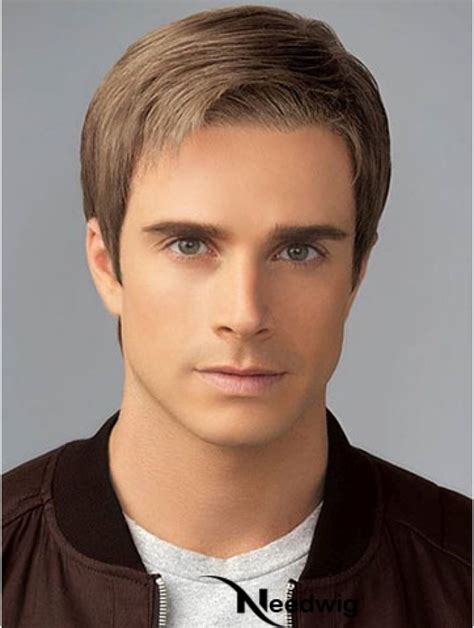 brown classic short straight synthetic mens wigs