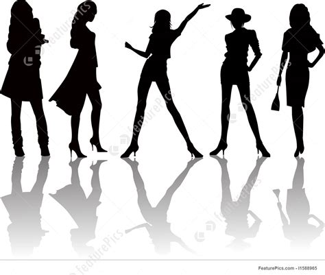 sexy woman silhouettes vector stock illustration