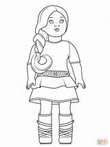 Coloring Girl Pages Doll Holding American Printable Popular sketch template