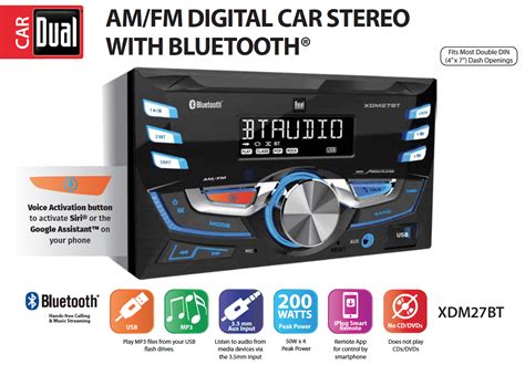 dual electronics xdmbt lcd double din car stereo receiver  bluetooth usb mp siri