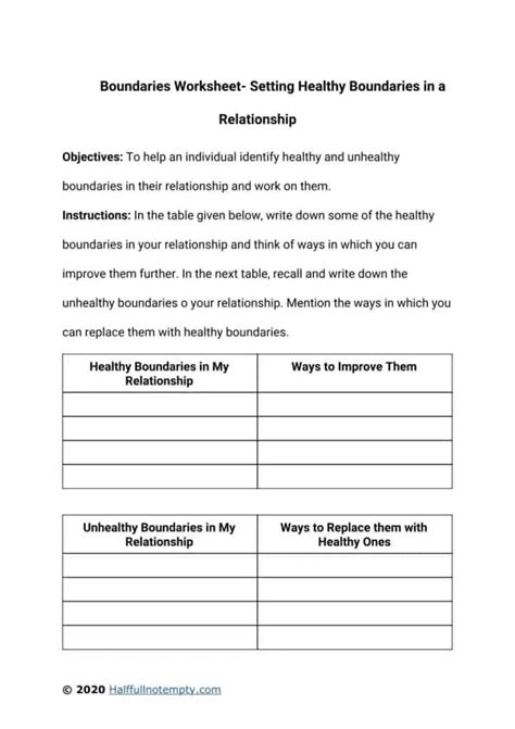 boundaries worksheets boundaries worksheet setting boundaries