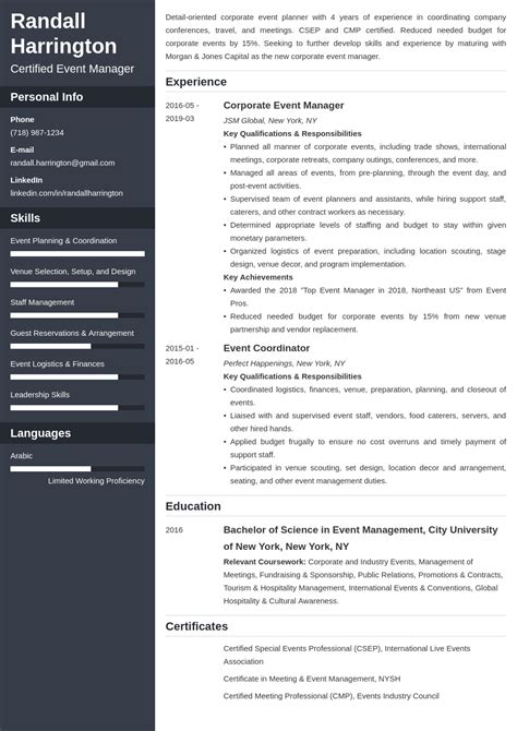 event manager resume sample template guide