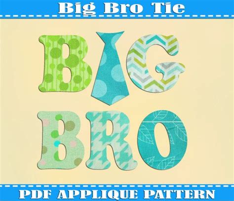 big bro tie applique pattern template   instant fabric shirt