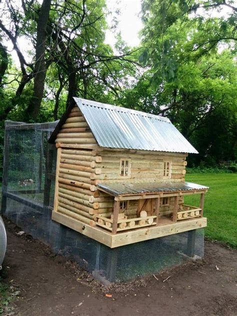 log cabin chicken coop  pallets