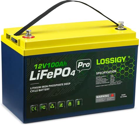 amazoncom lossigy  ah lifepo battery deep cycle rechargeable lithium  bms  yrs
