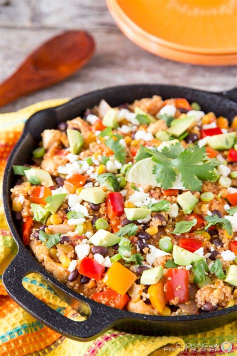 mexican quinoa skillet dinner cooking   front burner