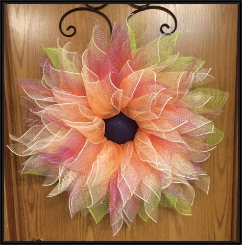 deco mesh flower wreath whimsical wreath front door wreath