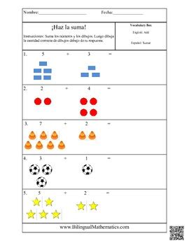 spanish math worksheets a by bilingual printables teachers pay